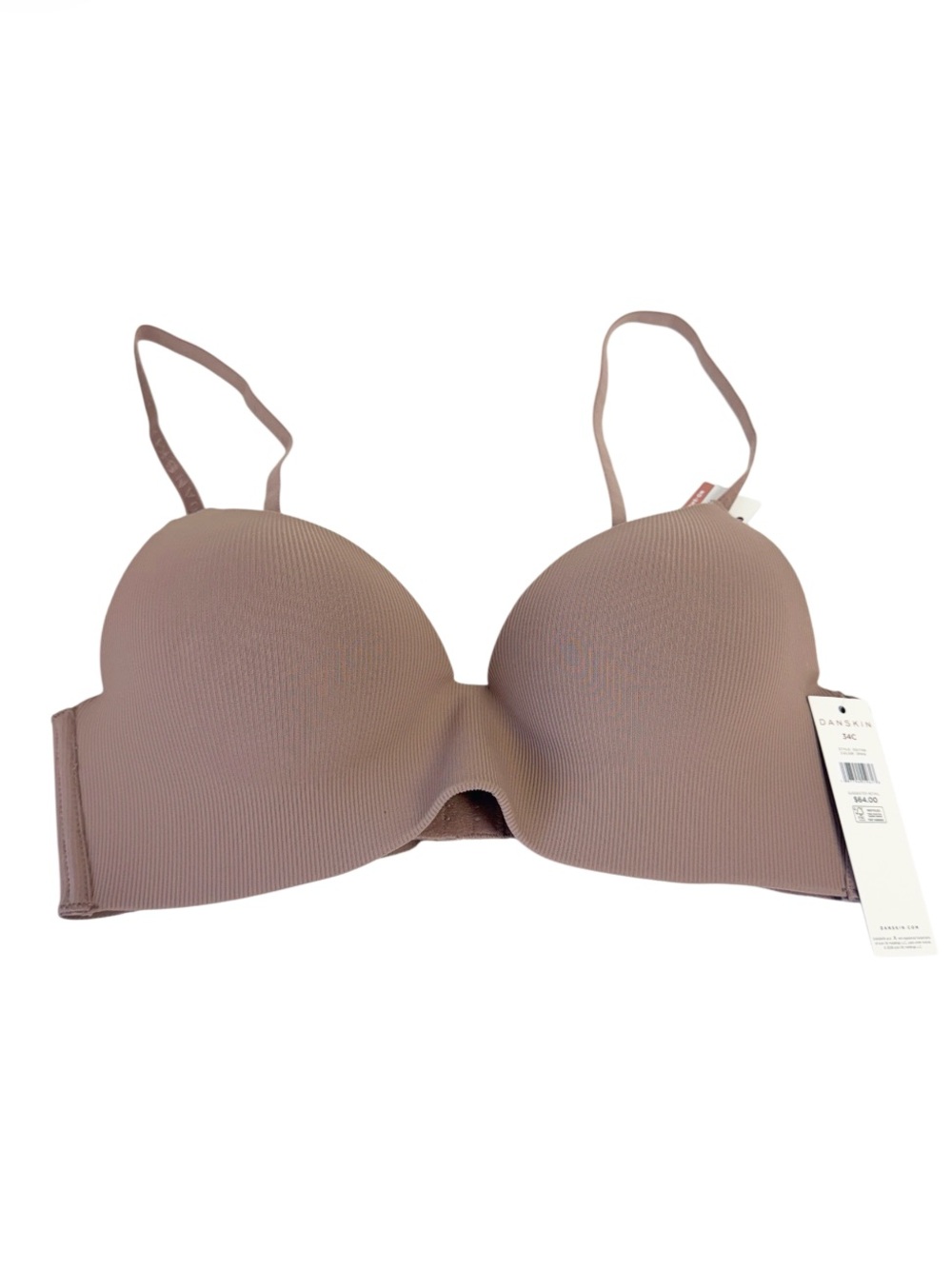 DANSKIN Mauve Bra, Flexible wire, No-Show Size 34C New With Tags!